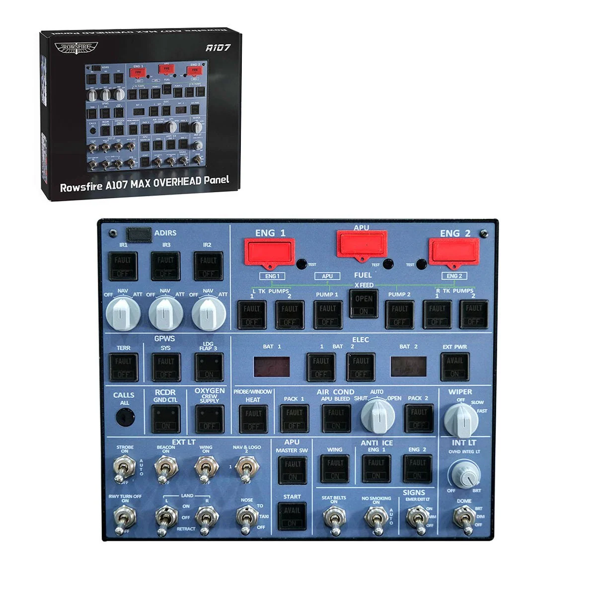 Rowsfire A107 V3.1 A320 MAX Light OVERHEAD Panel for MSFS 2020/2024 - Windows Flight Sim Home Cockpit